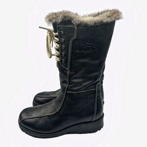 Saute-Mouton “Colombe” Black Leather Shearling-Lined Winter Boots Size 36 (US 6)
